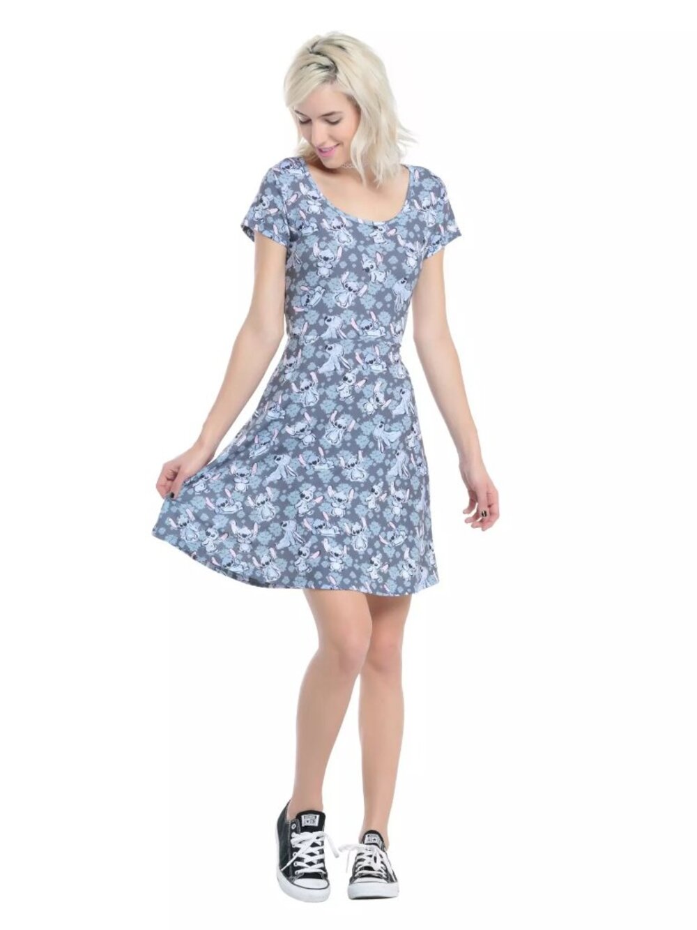 Disney Lilo & Stitch Floral Skater Dress XXL Cutout Back Hot Topic